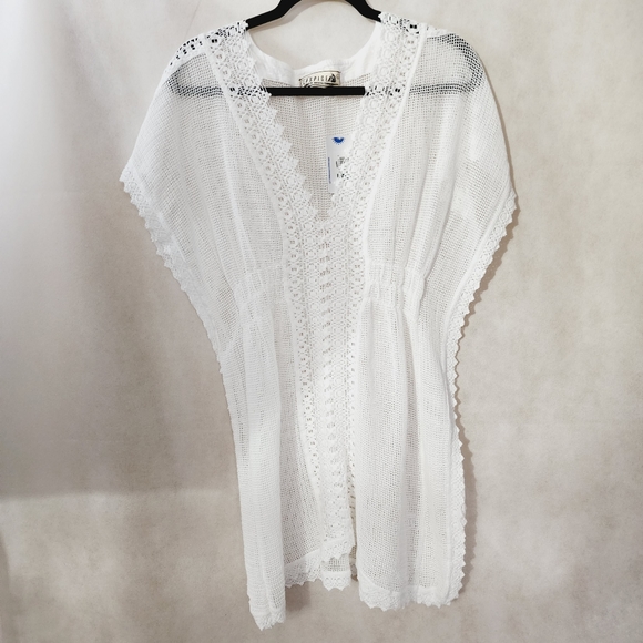 Aquamarine Seaspice Mesh Cotton Cover-Up - Picture 4 of 7